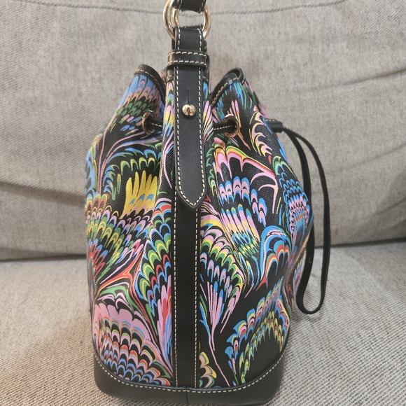 Dooney & Bourke Multicolor Plume Drawstring Bucket Bag - Picture 5 of 11